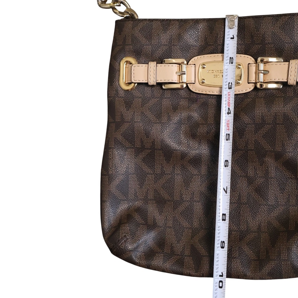 Michael Kors Hamilton Large Crossbody Messenger Brown MK Signature PVC Gold Bag - Picture 13 of 13